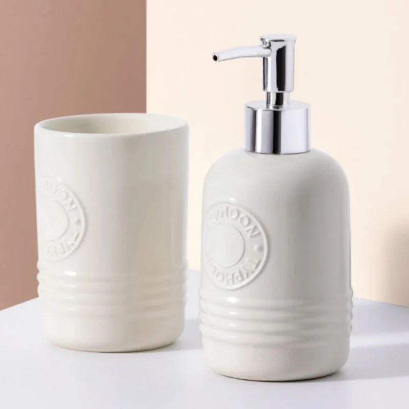 Set Dispensador Jabón Y Vaso Living Cream Typhoon