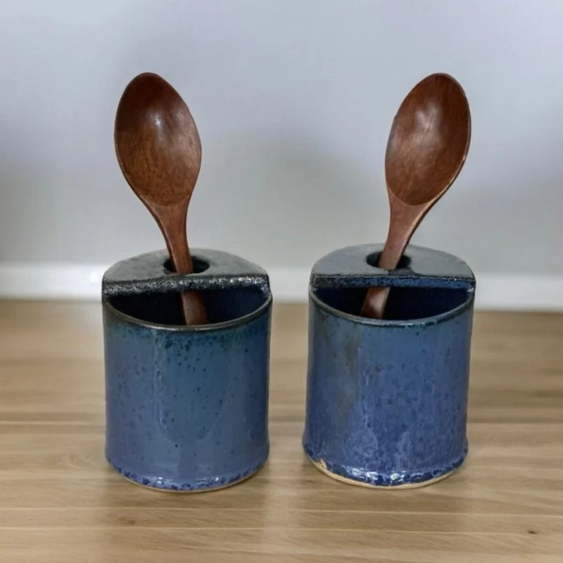 Porta Especiero Sal Con Cuchara Cerámica Pilar Claro
